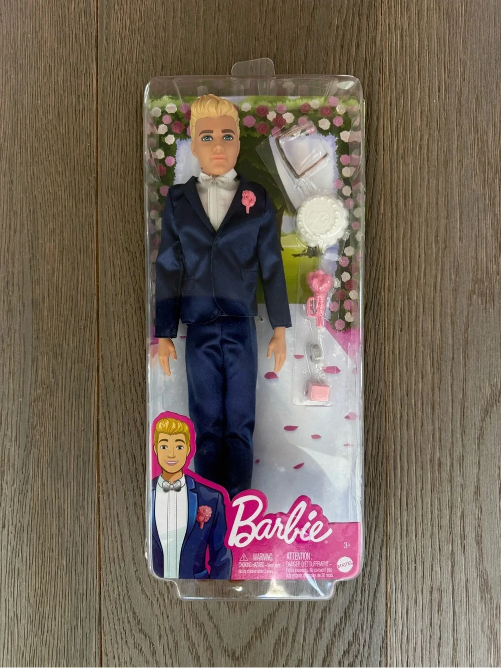Barbie Ken Doll in Dark Blue Tuxedo with Pink Boutonniere